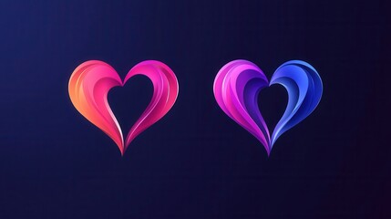 Poster - Smooth and Sharp Heart Icons with Bold Romantic Design for Digital Use and Creative Projects