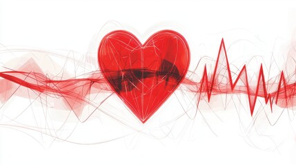 Poster - Vibrant Digital Heart Icon with Bold Lines and Energetic Pulse Graphic Design Element