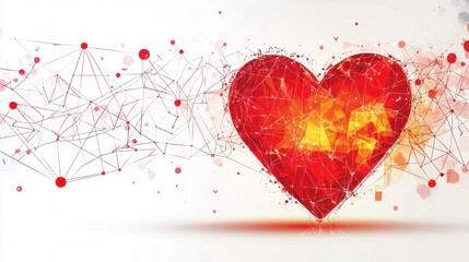 Poster - Bold Digital Heart Icon with Abstract Lines and Geometric Elements for Caring Themes