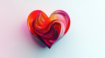 Poster - Abstract Heart Icon in Vibrant Red Colors on a Clean White Background