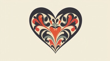 Poster - Elegant Heart Icon with Vibrant Patterns and Smooth Lines for Passionate Designs