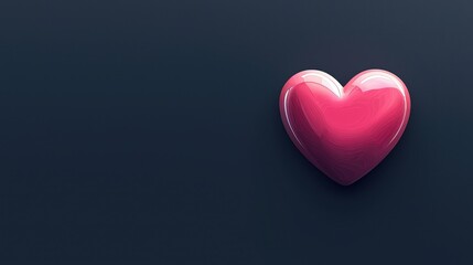 Poster - Glowing Pink Heart Icon in Vector Style with Soft Radiant Light on Dark Background