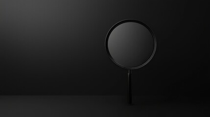 Poster - minimalist modern magnifying glass design on a flat surface against a black background