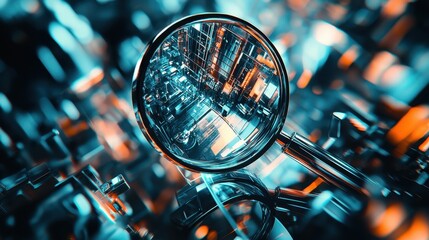 Poster - Magnifying Glass Tool Illuminating Search Details in an Abstract Digital Environment