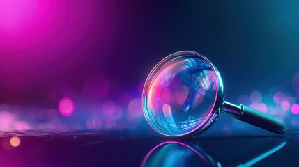 Poster - Sleek Magnifying Glass Tool for Search and Zoom with Colorful Bokeh Background
