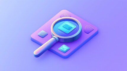 Poster - Colorful Magnifying Glass Icon on Modern UI Background in Soft Gradient Shades