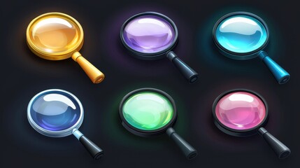 Poster - Modern Vector Magnifying Glass Icons for Sleek User Interface Design and Iconography