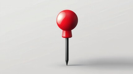Poster - Minimalistic Red Push Pin Icon in Flat Design Against Soft Background