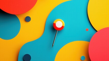 Poster - Bold Abstract Push Pin Icon on Creative Colorful Background Design