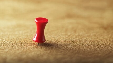 Poster - Bright Red Push Pin Icon on Wooden Notice Board Surface for Creative Projects