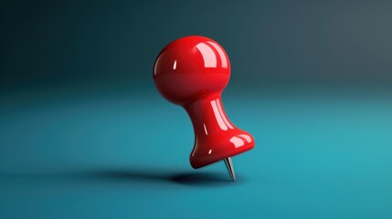 Poster - Bright Red Push Pin Icon on a Blue Background for Notice Board Use in Graphic Designs