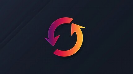 Poster - Bold Refresh Icon with Arrows and Strong Lines on Dark Background for Creative Designs