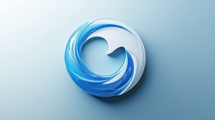 Poster - Minimalistic Refresh Icon Design Featuring Smooth Waves in Clean Blue and White Color Palette