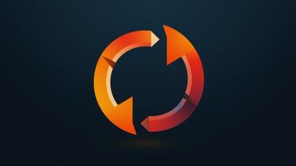 Poster - Simple Refresh Icon with Reload Arrows in Vibrant Colors on Dark Background