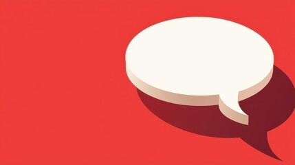 Poster - Blank Speech Bubble for Editable Text on Minimal Red Background