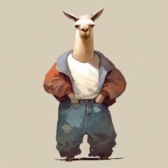 Wall Mural - cool llama character in casual clothing