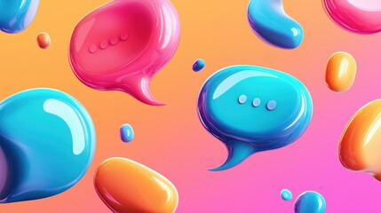Poster - Vibrant Speech Bubbles in Colorful Chatbox Design for Social Media Engagement