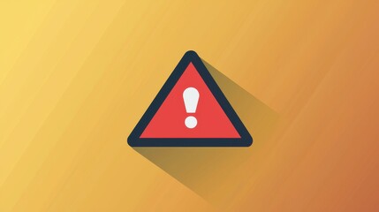 Poster - Minimalistic Warning Sign Icon with Exclamation Mark in Flat Design Style on Yellow Background
