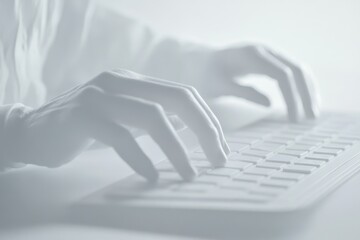 a minimalistic depiction of a person typing on an invisible keyboard, representing the invisible lab