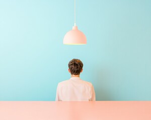 Poster - Minimalist Study Scene with Student Under Soft Lighting