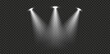 © Graphic Store - Light sources, concert lighting, spotlights. Concert spotlight with ray illuminated spotlights for web design illustration. The vector set of light includes a light source, studio lighting.