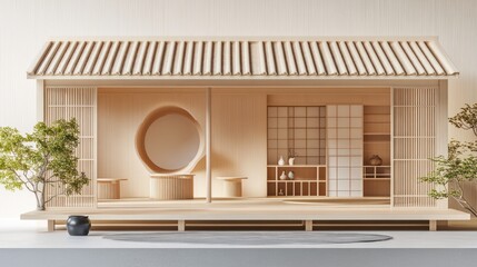 Wall Mural - Minimalist Wooden Japanese House Interior Design