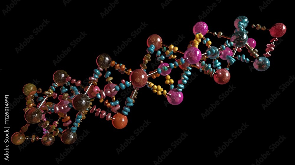 Vibrant 3d illustration of a colored DNA double helix structure ...