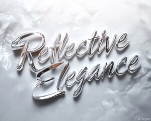 Poster - Reflective Elegance Futuristic Chrome Design on White Background
