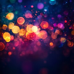 Poster - Bright bokeh lights. Abstract blur light effect. Blurred overlay template. Transparent background. Vector illustration.