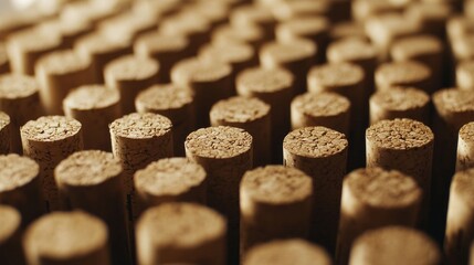 Aufkleber - An intricate arrangement of wine corks forms a textured background, showcasing the natural beauty of cork material