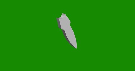 Poster - Isolated realistic white falling rocket symbol front view with shadow. 3d illustration on green chroma key background