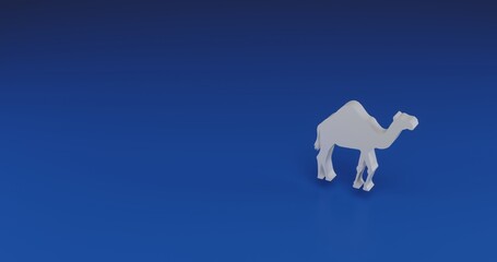 Poster - Isolated realistic white camel symbol with shadow. Located on the right side of the scene. 3d illustration on transparent background