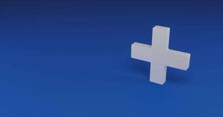 Poster - Isolated realistic white plus symbol with shadow. Located on the right side of the scene. 3d illustration on transparent background