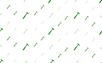 Poster - Seamless pattern of large and small green hammer symbols. The elements are arranged in a wavy. Illustration on light green background
