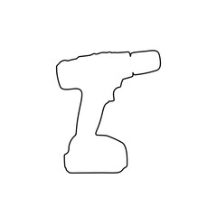 Poster - A large black outline electric screwdriver symbol on the center. Illustration on transparent background