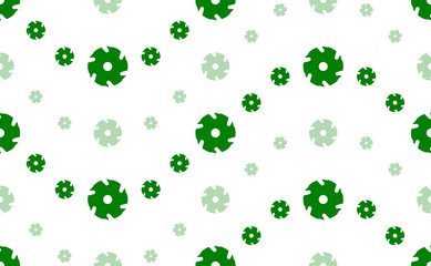 Poster - seamless pattern of large and small green milling disc symbols. the elements are arranged in a wavy.