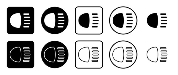 Poster - Icon set of headlight symbol. Filled, outline, black and white icons set, flat style.  Illustration on transparent background