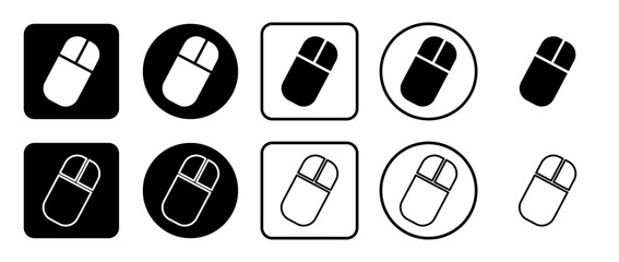 Poster - Icon set of computer mouse symbol. Filled, outline, black and white icons set, flat style.  Illustration on transparent background
