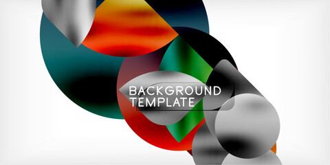 Aufkleber - Color geometric shapes background shadow circles