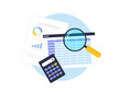 © bestforbest - Professional accounting and finance audit. Budget calculations, profit and loss analysis, financial reporting, graphs, business tools and data visualization. Vector illustration on white background.