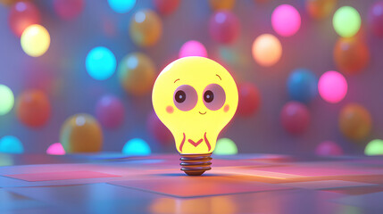 Poster - light bulb concept 3d cartoon style