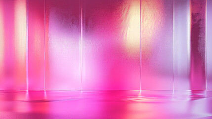 Poster - Bright pink reflective backdrop creating a vibrant atmosphere for artistic displays and photos