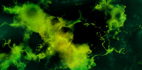 Wall Mural - abstract background with night dark green sky, clouds  splatter particles smoke watercolor texture background. 