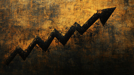 Poster - Rising trend of financial growth represented by an upward arrow on a textured background
