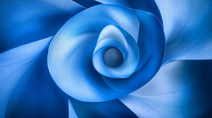 Poster - Blue swirling pattern resembles a rose flower in abstract design
