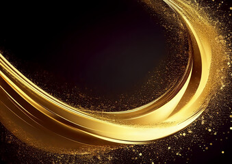Aufkleber - Abstract gold background with waves and circles. 
