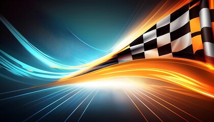 Poster - Dynamic racing scene with a checkered flag.