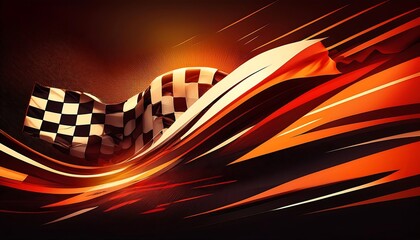 Poster - Dynamic racing scene with a checkered flag.