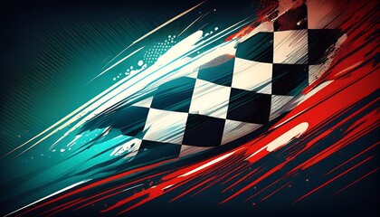 Aufkleber - Abstract racing flag design with dynamic colors.