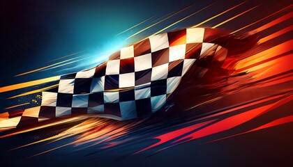 Poster - Dynamic checkered flag in motion, symbolizing racing.